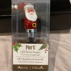 Pier 1 Santa LED Bottle Stopper with Red and White Accents